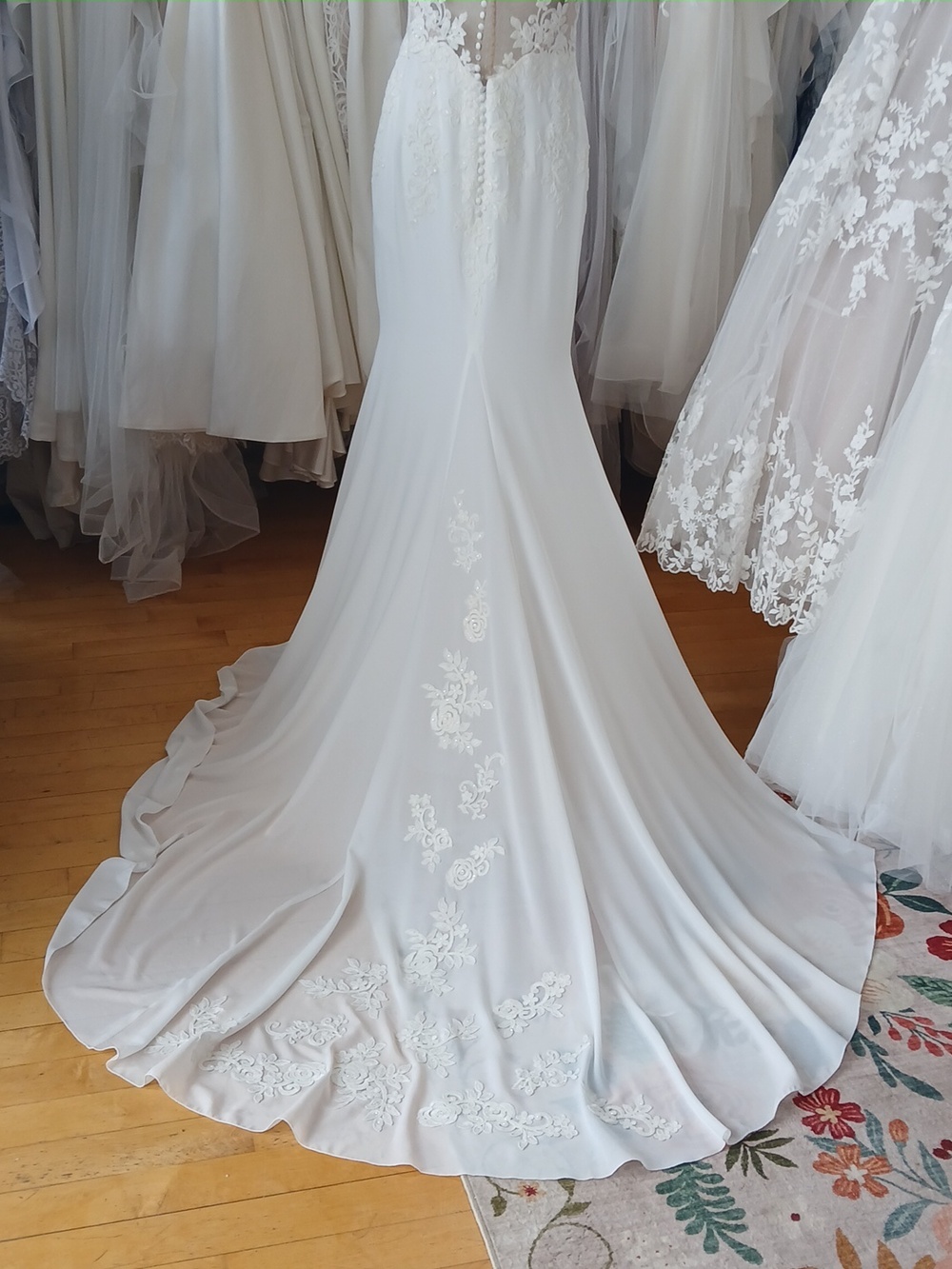 Illusion Lace Bodice Wedding Dress - Picture 3 of 6